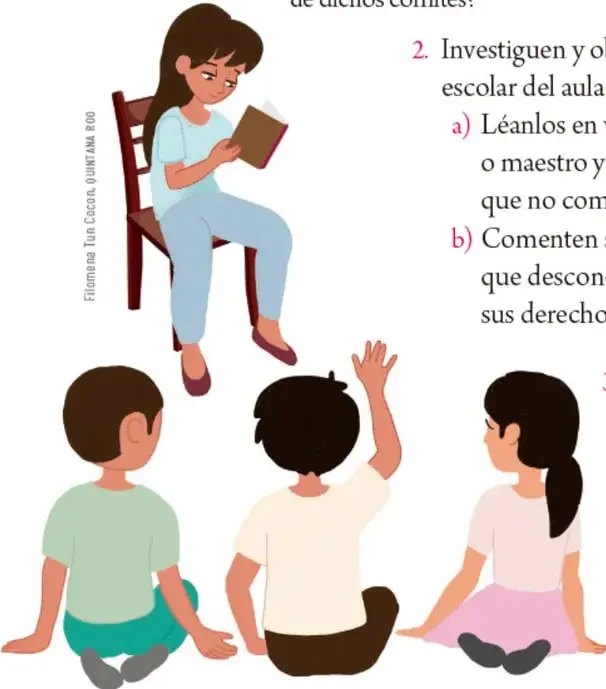 Ilustración de una niña sentada en una silla leyendo un libro.
