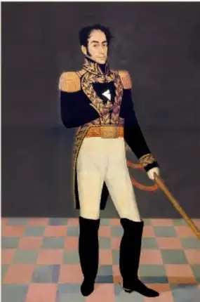 Retrato de un militar con uniforme de gala de la época independentista.