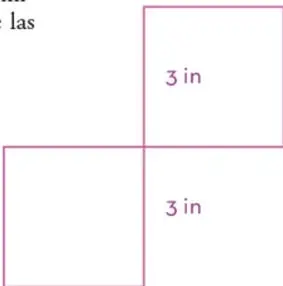 Dos cuadrados separados de 3 in de lado cada uno.