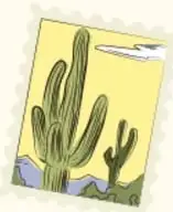 Ilustración de un cactus en un paisaje desértico.
