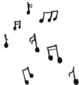 Notas musicales flotando como símbolo de creación de canciones.