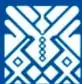 Ícono decorativo de motivo geométrico indígena sobre fondo azul.