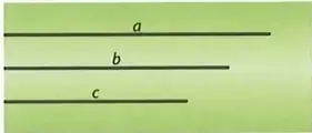 Esquemas que muestran la construcción de un triángulo a partir de sus tres lados mediante dos arcos de circunferencia.