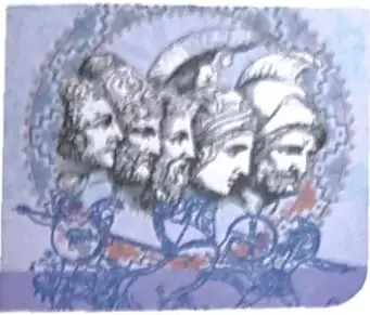 Ilustración de personajes de la mitología griega, relacionados con el fragmento de la Ilíada.