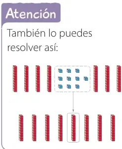 Esquema alternativo con material base 10 para 49 + 31: se juntan las 9 unidades con 1 unidad formando una decena nueva, quedando 8 barras de decenas (80).