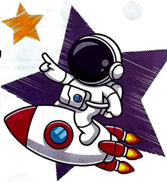 Ilustración de una persona astronauta viajando en un cohete, junto a estrellas y la frase motivadora: «El conocimiento les pertenece, el futuro también».