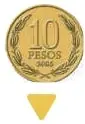 Fila de 10 monedas de $10 con una flecha hacia un recuadro en blanco.