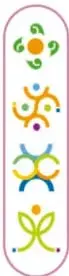 Cuatro íconos circulares de colores que representan cada campo formativo: Lenguajes, Saberes y pensamiento científico, De lo humano y lo comunitario, Ética, naturaleza y sociedades.