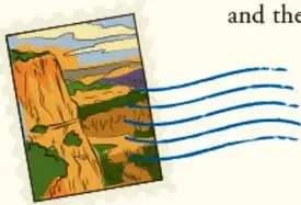 Ilustración de un paisaje con un cañón y líneas de viento.
