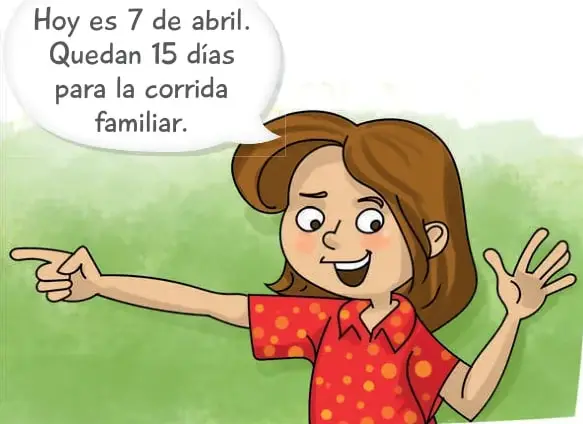 Calendario del mes de abril ordenado por semanas, con la columna D (domingo) destacada en rojo.