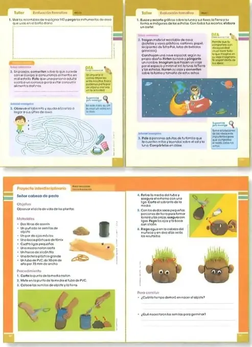 Muestra páginas de una evaluación formativa con actividades retadoras.