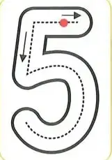 Representaciones del número 5: cifra, conjunto de cinco abejas, una mano, cinco puntos y la palabra cinco.