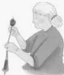 Ilustración de una mujer hilando lana con un huso.