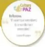 Círculo decorativo con un mensaje relacionado con la paz.