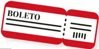 Dibujo de un boleto rojo y blanco con la palabra «BOLETO», que ilustra el consejo de bajar y volver a subir al tren.