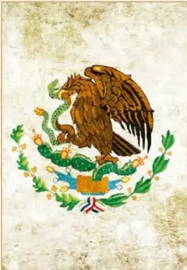 Diseño actual del Escudo Nacional, con el águila devorando una serpiente sobre un nopal.