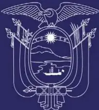 Escudo de la República del Ecuador acompañado del texto institucional.