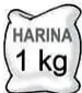 La bolsa con pan tiene una masa entre 1/2 kg y 1 kg, más cercana a 1/2 kg.