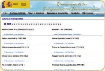 Captura de la galería de protagonistas, organizada alfabéticamente.
