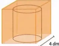 Ejercicio 14: cubo que contiene un cilindro; la medida indicada es $4\,\text{dm}$.