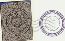 Sello postal con un diseño circular y la palabra 'CASA' en el centro.