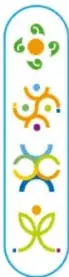 Columna de cuatro iconos coloridos en una píldora azul, uno por cada campo formativo.