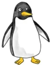 Dibujo de un pingüino de pie.