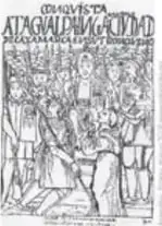 Ilustración de Guamán Poma de Ayala (s. XVI) del encuentro de Atahualpa con Pizarro.