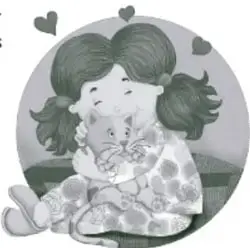 Ilustración de una niña abrazando a un gato.