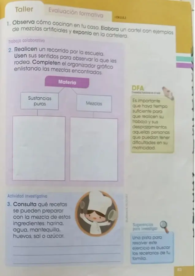 Cuatro fotografías ilustrativas: pepita de oro, agua vertida, jarra de leche, gelatina naranja.