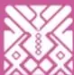 Icono geométrico de color magenta con motivo tradicional, dentro de la banda de color que contiene el texto de cierre.