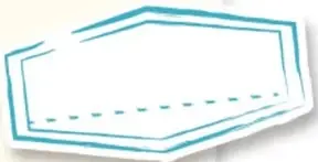 Adhesivo ilustrado con forma de hoja de papel con renglones, en trazo azul