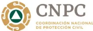 Logotipo institucional de la Coordinación Nacional de Protección Civil (CNPC) con un triángulo verde dentro de un círculo y el texto 'CNPC COORDINACIÓN NACIONAL DE PROTECCIÓN CIVIL'.