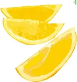 Rodajas de naranja amarilla mostrando la pulpa.
