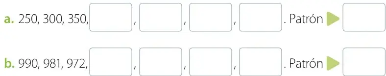 Dos tablas con números destacados y flechas diagonales que indican patrones +12 y +8.