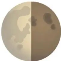Ilustración de la Luna en cuarto menguante: la mitad izquierda iluminada y la derecha oscura.