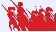 Ilustración de mujeres participando en una manifestación relacionada con la lucha por sus derechos.