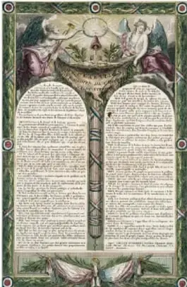 Reproducción de la Declaración de los derechos del hombre y del ciudadano, documento de la Revolución Francesa.