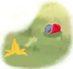 Niño recogiendo residuos del suelo en un área verde.