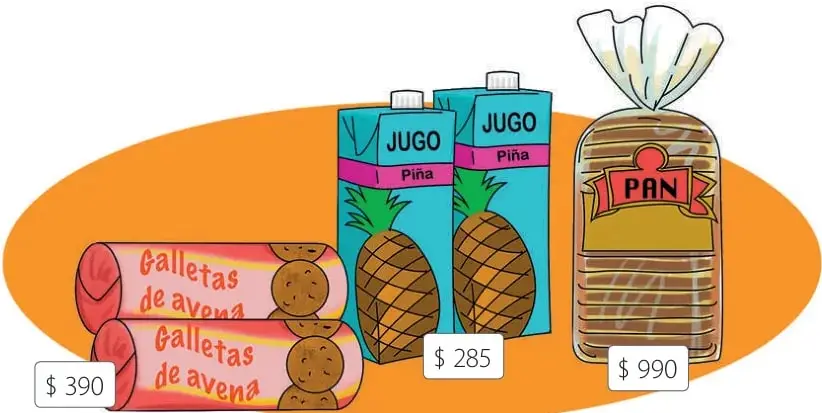 6 placas verdes de 100 dispuestas en diagonal, 8 barras rojas de 10 y 5 cubos azules de 1, con un casillero vacío.