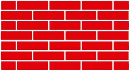 Teselación roja formada por rectángulos dispuestos como ladrillos en hileras horizontales desplazadas.