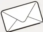 Dibujo lineal de un sobre de carta abierto.