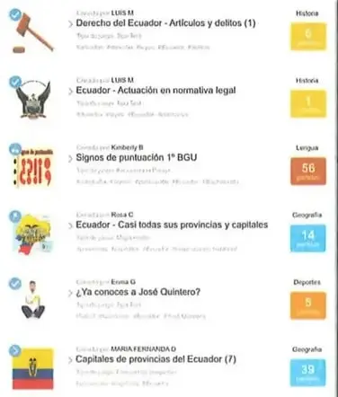Captura de un portal con diversos juegos y contenidos sobre el Ecuador.