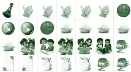 «Planeando mis días»: tiras de recortables con iconos en verde (instrumento, balones, plantas, niños leyendo o jugando, frascos, tarjetas) para pegar en el planificador como recordatorios de actividades.