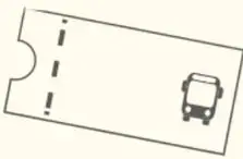 Ilustración de un boleto o pase con un autobús.