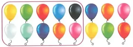 Grupo de globos que representa una decena y seis unidades, es decir, 16 elementos.