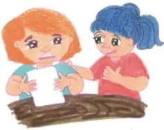 Dos niñas juntas, una consuela a la otra (ilustración de empatía).
