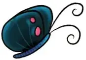 Ilustración de una pequeña mariposa o flor decorativa.