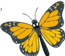 Ilustración de una mariposa monarca amarilla y negra en vuelo.