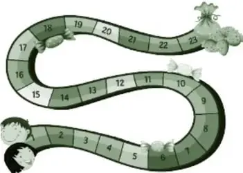 Ilustración del rompecabezas numérico: una serpiente cuyo cuerpo está formado por casillas numeradas del 1 (cola) al 23 (cabeza), en serpenteo, con cada tramo mostrando el número en símbolo.